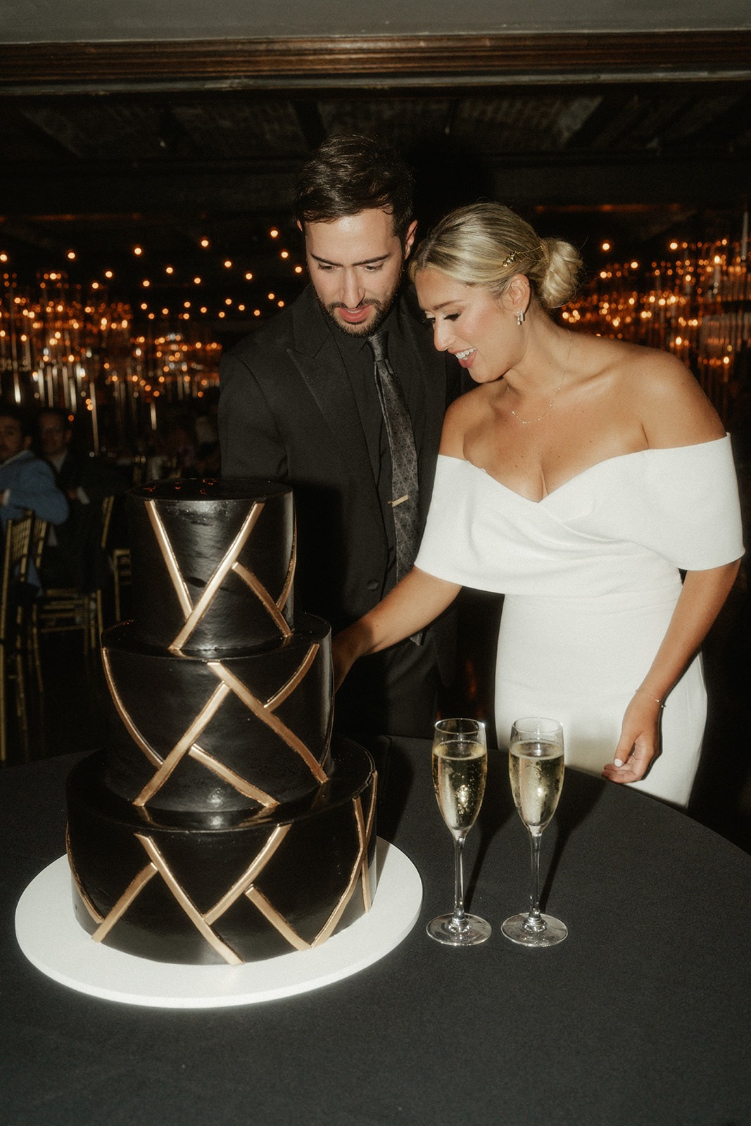 Gold and black wedding cake